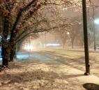 Main Street in downtown Fort Wayne is covered by a heavy, wet layer of snow. (Photo by Lisa Esquivel Long of The News-Sentinel)