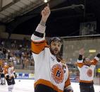 Colin Chaulk skates off the coliseum ice after the Komets defeated the Rockford IceHogs in May 2005 to advance to the UHL's Colonial Cup Finals for the second time in three years. (News-Sentinel file photo)