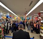 Store Manager Max Pease speaks to Kroger employees, customers and community leaders Jan. 17 at the grand reopening of the Kroger store at 7008 Bluffton Road. The company invested $2.1 million in renovating the store.