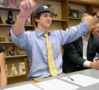 Bishop Dwenger's Tyler Eifert officially signs his national letter of intent with Notre Dame on Feb. 4, 2009, as part of national signing day. At the time of his signing, Eifert was ranked the 10th-best recruit in Indiana, according to rivals.com. (News-Sentinel file photo)