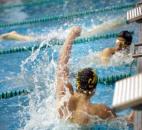 Snider's Gabe Swardson celebrates winning the 200-yard IM at the IHSAA boys swimming sectional at South Side on Feb. 16. (Photo courtesy of Gail Herendeen)