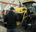 This CAT Challenger drew a steady stream of traffic Jan. 15 during the Farm Show at the Allen County Expo Center. The black bar on the front holds 100-pound weights to balance the vehicle.