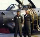 Al Brothers, left, and navigator Major Tony Peter, right, pose in front of a B-57 during the Vietnam conflict. (The News-Sentinel archives)