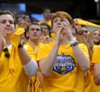 Late in the fourth quarter the fans show their support, but looked a little uneasy as Columbus North continued to press Homestead, keeping them from scoring.
