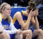 Homestead's Grace German hides her tears as the seconds tick off the clock in the last minute of the game Saturday.