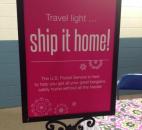 New to this year's Vera Bradley Outlet Sale is a United States Postal Service resource table to help shoppers ship their purchases home. This is helpful for the many shoppers that travel from outside Fort Wayne to attend the sale. (Photo by Jaclyn Goldsborough of The News-Sentinel)