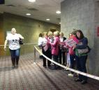 Women attending the VIP day at the Vera Bradley Outlet Sale wait in line to go into the main shopping floor at the Memorial Coliseum in Fort Wayne to get anywhere from 40 to 60 percent off merchandise. More than 60,000 people are expected to attend the event. (Photo by Jaclyn Goldsborough of The News-Sentinel)