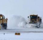 The crew at the Fort Wayne International Airport was working on keeping the runways open Wednesday morning. (Photo by Ellie Bogue of The New-Sentinel).