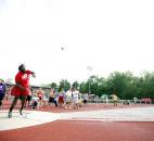 Jari Dada of Wayne hurls the shot into the air during the shot put the finals. (Photo by Gannon Burgett for The News-Sentinel)