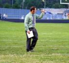 South Side coach Eddie Fields reacts after a good play by his team against Concordia Lutheran on Friday at Zollner Stadium. (Photo by Don Converset of The News-Sentinel)