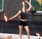 Jules Tankel, member of Pyroscope, performs fire stunts at the House4aHouse event Friday, July 12. Pyroscope is a group of individuals who love the flow arts and have dedicated their talented to entertaining. (Photo by Jaclyn Goldsborough)