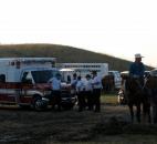 The Fort Wayne Fire Department watches the rodeo during the opening ceremony on Tuesday night at the Allen County Fair. They were there in case anyone got hurt during the various games including bull-riding and horseback riding. (Photo by Hana Hawash of The News-Sentinel)