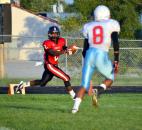 Bishop Luers defensive back Kendrick Mullen scores the Knights’ first touchdown Friday night against Wayne on an interception return. (By Blake Sebring of The News-Sentinel)