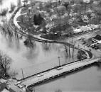 The Tennessee Avenue Bridge stayed above water, as well as the dike along Griswold Drive (shown along the St. Joseph River through the center of the photo), keeping the Spy Run neighborhood mostly dry.