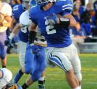 Carroll High School wide receiver Drue Tranquill sprints up field against East Noble on Friday at Carroll. (By Ellie Bogue of The News-Sentinel)