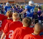 The Carroll Chargers take to the field Friday night at the beginning of the game with East Noble. Carroll won, 24-20. (By Ellie Bogue of The News-Sentinel)