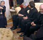 Aram I, the spiritual leader of the Holy See of Cilicia of the Armenian Apostolic Church, made a visit to Fort Wayne in December 2006, hosted by Zohrab and Naomi Tazian. Aram I meets with Bishop John D'Arcy and other local clergy members. News-Sentinel file photo