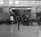Floodwaters reached the Wayne Knitting Mills at the corner of West Main Street and Growth Avenue. (Photo courtesy of The History Center)