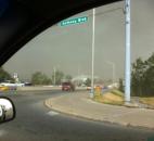 View from just before the storm hit from the parking lot of IPFW looking out to Coliseum Boulevard. (Photo by Brad Saleik)