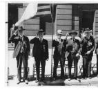 Only six Civil War veterans see the Memorial Day parade from the reviewing stand in 1934. Pictured are Col. David N. Foster, William B. Donaldson, Thomas Cragg, John Young, William H. Hannen and Alexander Ormison.