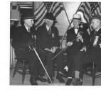 In 1936, four members of Bass-Lawton Post No. 40 G.A.R. reminisce about the Civil War. Pictured are William H. Hannen, 90; Alex Ormiston, 93; Thomas Craff, 89; and John Young, 90.