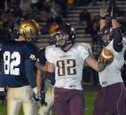 Columbia City’s Adam Neely scored a touchdown in the second quarter of the game against Bishop Dwenger Friday night. Bishop Dwenger won the game 36-14 (By Ellie Bogue of The News-Sentinel)