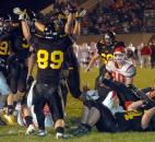Snider celebrates their victory over Fishers Friday night after winning the game in overtime by a two point conversion. Photo by Ellie Bogue