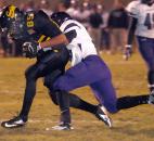 Shaquan Scott scores the touchdown for Snider of the  game in the second quarter of play. Snider beat Merrillville, 42-39, and will advance to IHSAA State finals next weekend in Indianapolis. Photo by Ellie Bogue