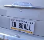 This is the car from the famed movie "Hoosiers." The license plate reads, "IN BBALL". (Photo by Jaclyn Goldsborough of The News-Sentinel) 