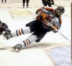 Colin Chaulk scores the final goal of the game after Port Huron pulled its goalie in a 2008 playoff game at the coliseum. With the win, the Komets kept alive their bid for the 2008 Turner Cup. (File photo by Ellie Bogue of The News-Sentinel)