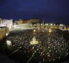 Crowds gather in St. Peter's Square at the Vatican on Wednesday to wait for the election of a new pope. (Photo by The Associated Press)