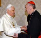 In this 2007 photo, Pope Benedict XVI shakes hands with Cardinal Jorge Bergoglio, archbishop of Buenos Aires, during a meeting at the Vatican. On Wednesday, Bergoglio was elected pope, the first ever from the Americas and the first from outside Europe in more than a millennium. He chose the name Pope Francis. (File photo by L'Osservatore Romano)