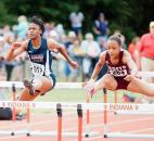 Concordia Lutheran's Symone Black competes in the 100-meter hurdles race. (Photo by Gannon Burgett for The News-Sentinel)