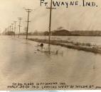 Looking west, Taylor Avenue disappeared under the floodwaters from the St. Marys River. (Photo courtesy of the Harter Postcard Collection/ACPL)