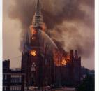 The steeple would eventually crumble. Image courtesy of Diocese of Fort Wayne-South Bend