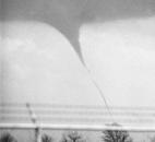 As the president's plane prepared to touch down in Fort Wayne, a tornado was seen to the south of the airport.