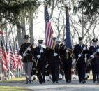 The color guard for Washington Township volunteer and assistant chief engineer Mark A. Haudenschild II led the way into Riverview Cemetery Saturday afternoon. Photo by Ellie Bogue