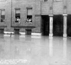 Dormitory residents of the Wayne Knitting Mills gathered to see the high water. (Photo courtesy of The History Center)