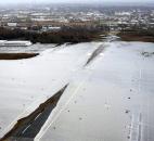 A runway at the Teterboro Airport is flooded in the wake of superstorm Sandy on Tuesday, in New York. Sandy, the storm that made landfall Monday, caused multiple fatalities, halted mass transit and cut power to more than 6 million homes and businesses. Photo by Mike Groll