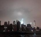 Lower Manhattan goes dark during the hybrid storm Sandy on Monday, viewed from the Brooklyn borough of New York. 